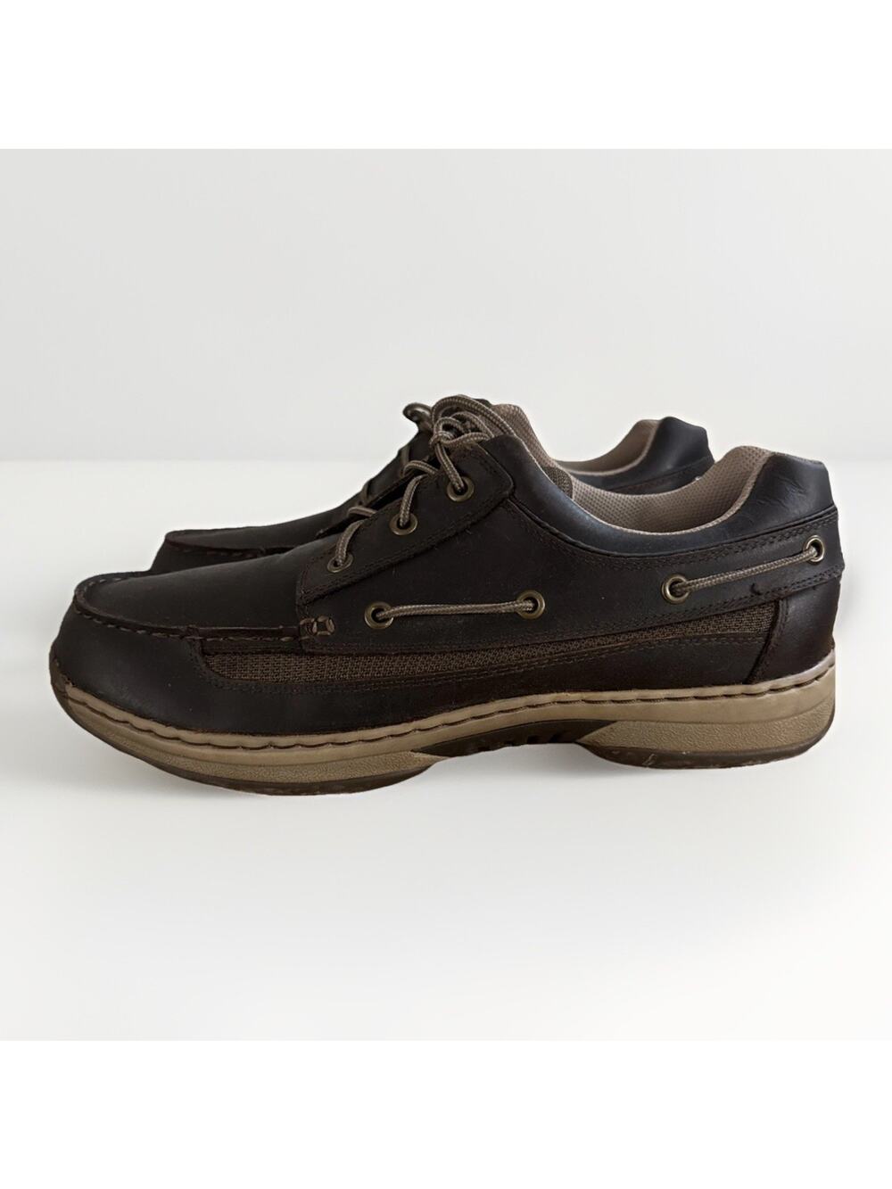Cabelas Mens 14 M Comfort Brown Leather Boat Shoes Deck Oxfords Lace Up Loafers
